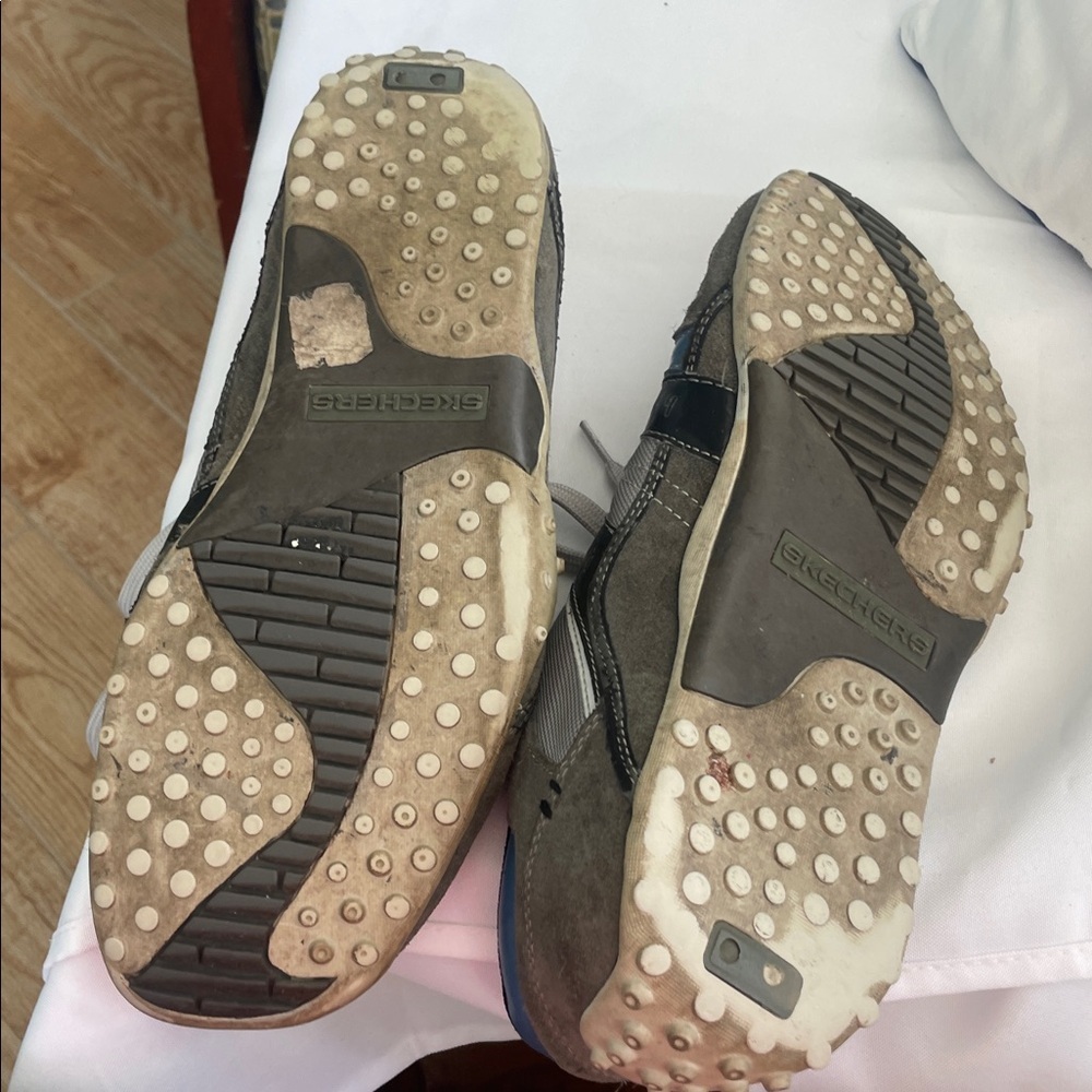 Men's Gray and Blue Casual Sneakers by SKETCHERS - Picture 4 of 5